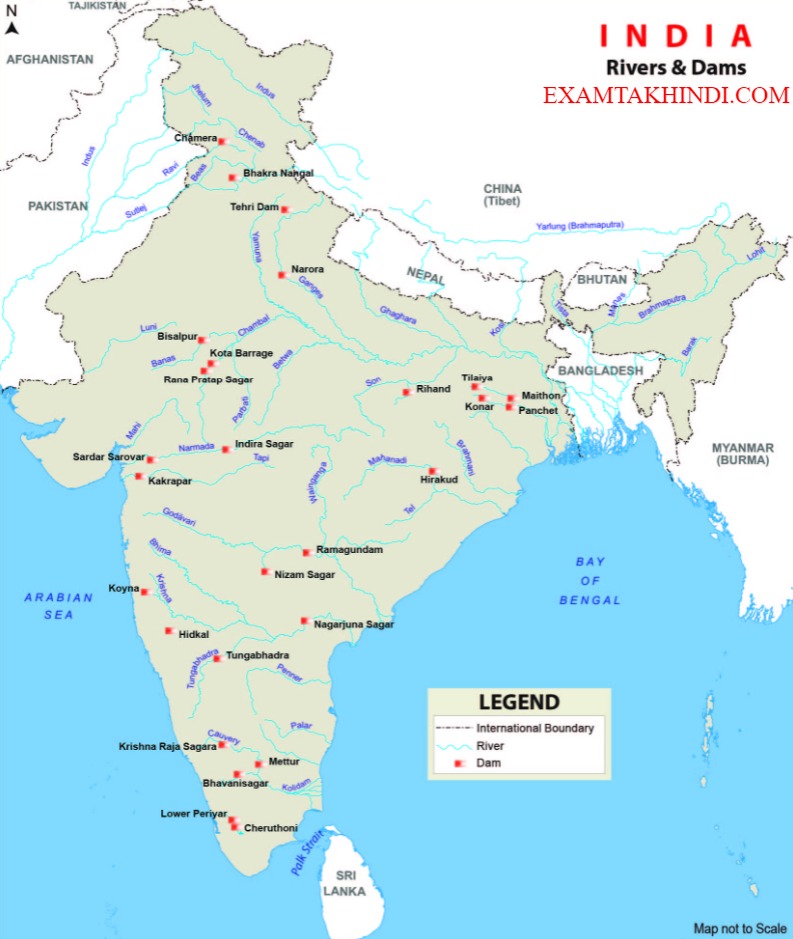 Map of India Dams in hindi