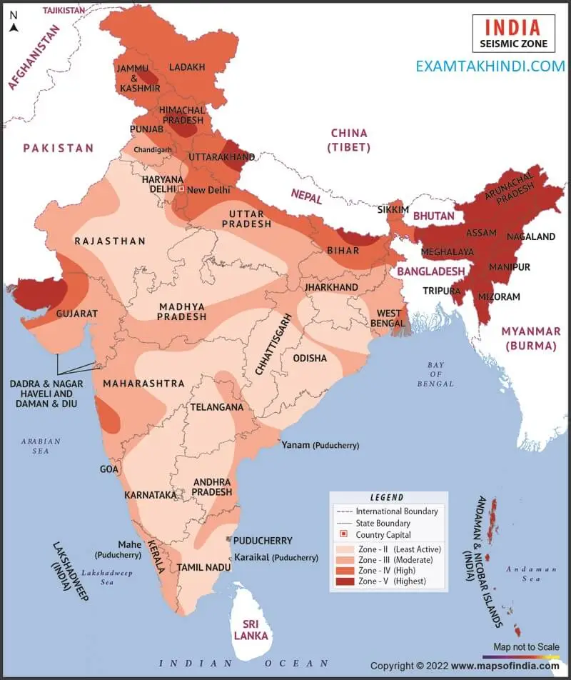 earthquake zone in india map